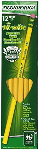 Ticonderoga Tri-Write Triangular Pencils, Wood-Cased #2 HB Soft, Yellow (13856) (Pack of 6, 72 Count Total)