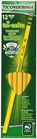 Ticonderoga Tri-Write Triangular Pencils, Wood-Cased #2 HB Soft, Yellow (13856) (Pack of 6, 72 Count Total)