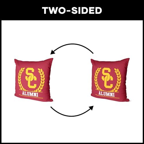 Northwest NCAA USC Trojans Alumni Double-Sided Printed Throw Pillow, Soft Decorative Polyester Fan Cushion, Couch Bed or Game Room Decor, 18 x 18 in
