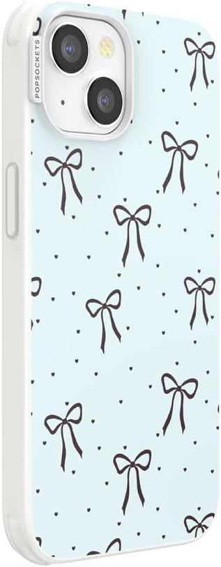 PopSockets iPhone 14 Phone Case with MagSafe- Tiny Bows | Magnetic, Wireless Charging, Camera & Drop Protection, Bow, Phone, Women