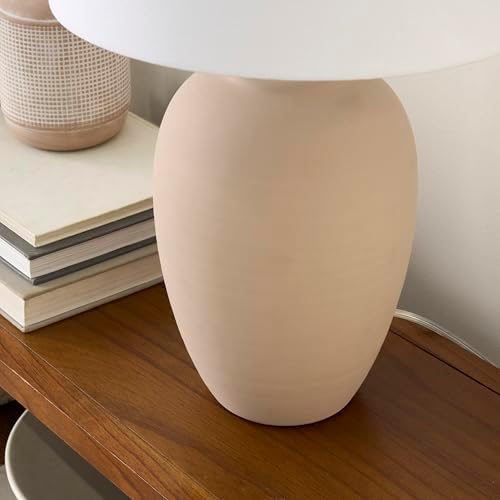 Nourison Home 23" Light Pink Ceramic Jar Table Lamp for Bedroom, Living Room, Dining Office, with White Shade (Pack of 1)