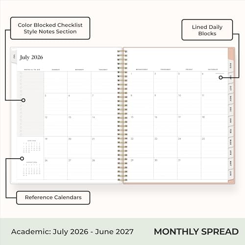 Blue Sky 2026-2027 Weekly & Monthly Academic Planner, 8.5"x11", Bengala