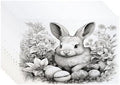 Batmerry Bunny with Eggs Flowers Linen Placemats Set of 8, A Bunny Surrounded By Eggs and Flowers Washable Table Mats for Kitchen Table Thickened Heat Insulation Dining Set Indoor Outdoor 12X18 in