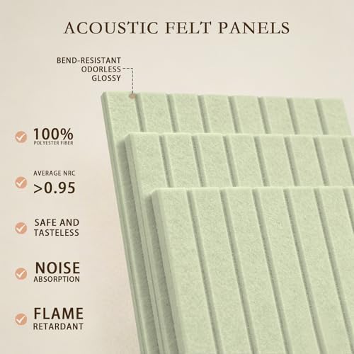 JBER Felt Bulletin Board 36" x 24", 6 Pack Felt Wall Tiles, Grass Green