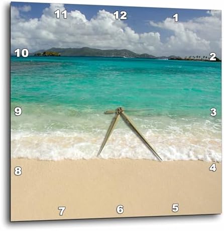 3dRose Wall Clock Silent - 15 inch - USVI, St.Thomas, St. John Bay, Sapphire Beach-CA37 CMI0040 - Cindy Miller Hopkins - Beaches