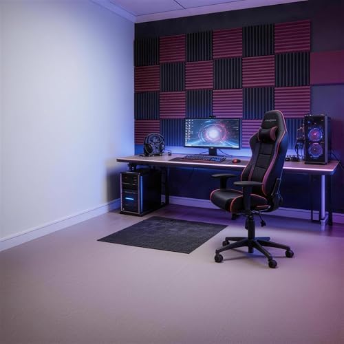 52 Pack Black/burgundy12 "X 12 "X1" Acoustic Panels Studio Soundproofing Foam Wedge Tiles(Accompanied By Double-Sided Adhesive Tape)