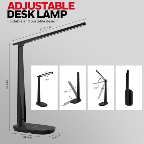 Honeywell HWT-H2 LED Desk Lamp, Eye-Caring Full Spectrum, USB Charging