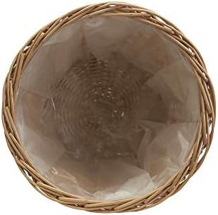 Household Essentials Willow Wicker Waste Basket, Medium, Handwoven with Built-in Plastic Liner, Durable and Attractive Weave, Tapered Design, Compact, Easy to Clean, Natural