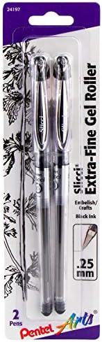 Pentel Arts Slicci Extra Fine Gel Pen, Black Ink 2-Pack (BG202BP2A)