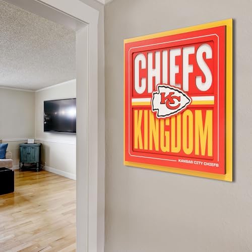 YouTheFan NFL Kansas City Chiefs 3D Wall Art, 12x12, Red, White, Gold, Team Colors