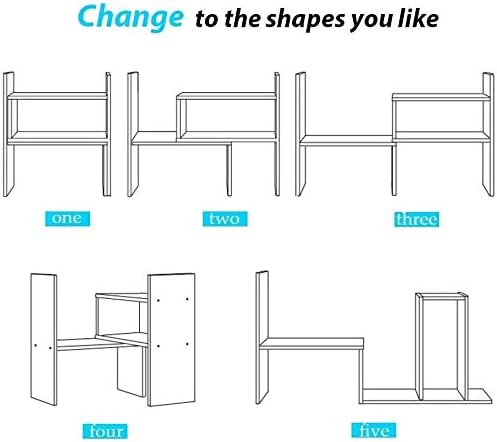 Expandable Desktop Bookshelf & Desk Organizer Shelf - Wooden Table Top Storage Organizer with Shelves, Corner Storage Rack, Small Desk Hutch for Dorm, Office, Home, Study Desk Accessories