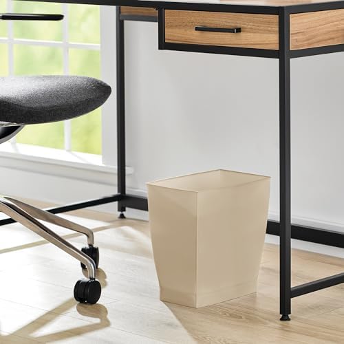 iDesign Small Plastic Bathroom Trash Can, Slim Rectangle, 2-Pack, Brown