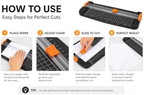 12-Inch Guillotine Paper Cutter, Black