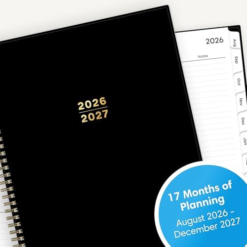 Blue Sky 2026-2027 Weekly & Monthly Academic Planner, 8.5"x11", Black