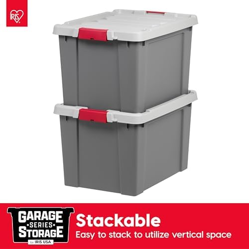 IRIS USA 6-Pack 20 Gal Heavy Duty Lockable Storage Totes with lids, Gray