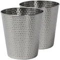 happimess Axel 2 Gal Hammered Steel Waste Bin 10", Brushed Steel, Set of 2