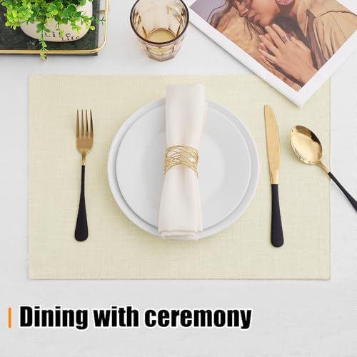Homaxy Cloths Placemats for Dining Table Set of 6, 13" x 19", Cream