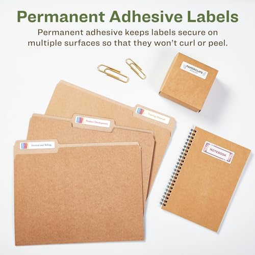 Avery EcoFriendly Recycled File Folder Labels, 2/3" x 3-7/16", White, Permanent Label Adhesive, 1,500 Printable Labels (45366) (Pack of 5)