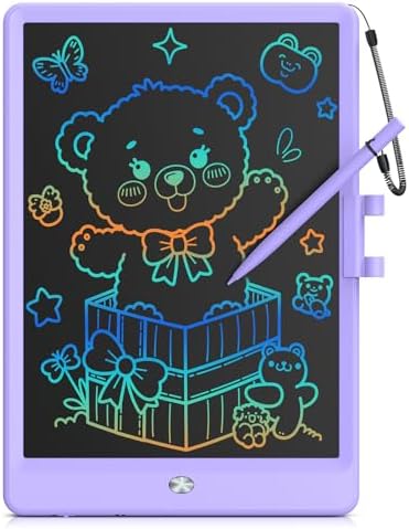 Bravokids 10 Inch LCD Writing Tablet for 3-8 Year Olds - Electronic Drawing Pad and Doodle Board as Educational Birthday Gifts for Girls and Boys (Purple)