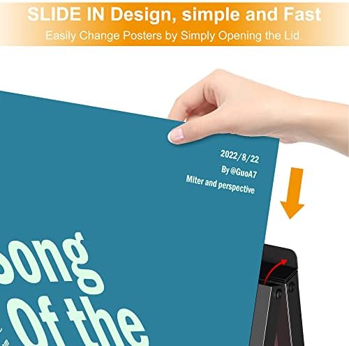 Relx 24x36 Inch A Frame Sign, Double-Sided Metal Sandwich Board, Heavy Duty Slide-in Sidewalk Signs for Outdoor Street Advertising Poster (Frame only)