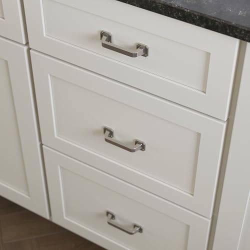 Franklin Brass 10 Pack Polished Nickel Cabinet Handles 3 inch (76mm) Kitchen Cabinet Handles and Drawer Pulls for Cupboards and Dressers |Notched Backplate