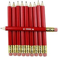 EZPENCILS & GIFTS - Golf Pencils Tipped with Eraser (1/2 a Pencil - Pew Pencils) - Red Colored Barrel - FREE-PERSONALIZATION - 2HB Black Lead - Custom Text - Non-Smear Eraser – Package of 70