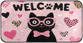 Aslsiy Black Cat with Bow Heart Pink (1) Kitchen Rug Kitchen Mats Valentines Floor Comfort Welcome Washable Non Slip Area Rug for Home Decor 39" X 20"