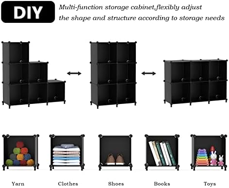 AWTATOS Closet Organizers and Storage, 6 Cube Storage Organizer, Black