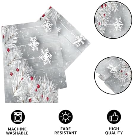 ALAZA Double-Sided Silver Christmas Tree Snowflake Table Runner 18x72 Inches Long,Table Cloth Runner for Wedding Birthday Party Kitchen Dining Home Everyday Decor