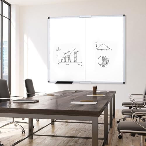 VIZ-PRO Large Magnetic Dry Erase Whiteboard, 48 x 48 Inches, Foldable