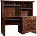 Sauder Harbor View Home Office Computer Desk with Hutch, Keyboard Tray, in Curado Cherry finish