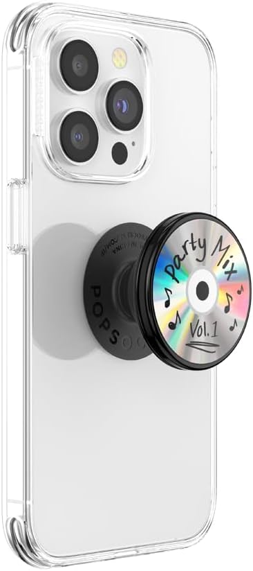 PopSockets Adhesive Phone Grip, Holder- Party Mix CD | Secure Comfortable Hold, Anti-Drop, Kickstand, Spinning, Spinner, Backspin, iPad, Removable, Popper