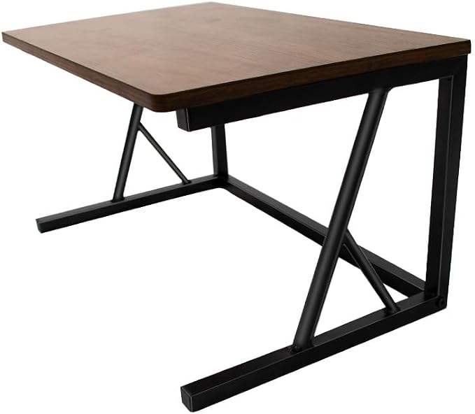 Printer Stand for Desk with Storage, Desktop Printer Stand Shelf Organizer, Fixed 2-Tier Heavy Duty Wood & Metal Desk Printer Stand, Small Printer Table for Home Office Kitchen, 100 lb Capacity