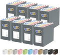 Oterri Portable Collapsible Cardboard File Box with Handle for Letter-Size | 8-Pack. Stainless Steel Handle. Label Stickers Included. Fits Letter Folders (Not Included). Home, Office, School, Dorm, Tax.