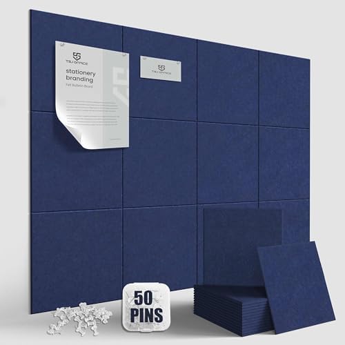 48"x36" Felt Corkboard Bulletin Board,TSJ OFFICE,12 Pack for Wall,Navy Blue