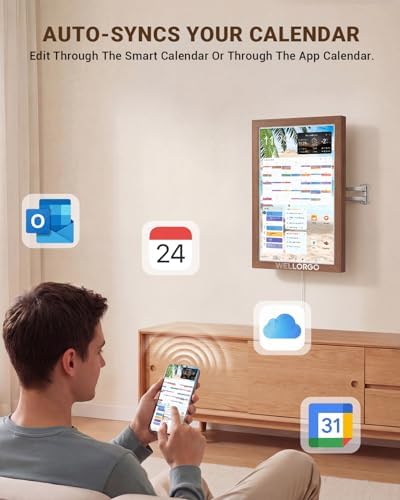 Digital Calendar 2026, 15.6-inch Electronic Calendar for Wall, Touch Screen Smart Digital Planner with Kids' Chores Chart/Meal Plan/Streaming Services/Photo Display, Remote Control Supported