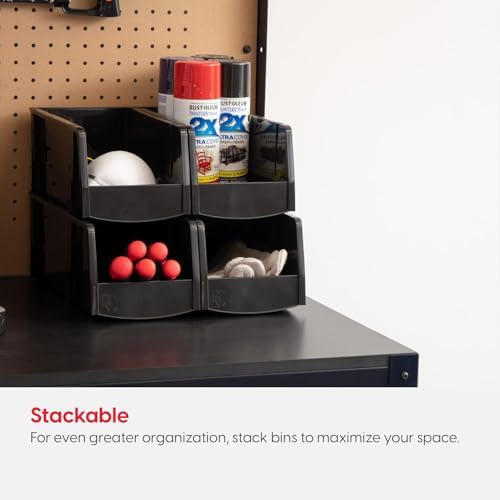 IRIS USA 8-Pack, Medium Stackable Storage Bins, Black