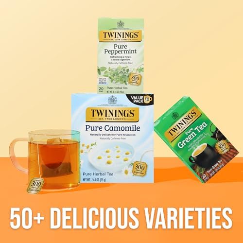 Twinings Pure Peppermint Herbal Caffeine-Free Tea Bags, 20 CT Box (1 Pack)