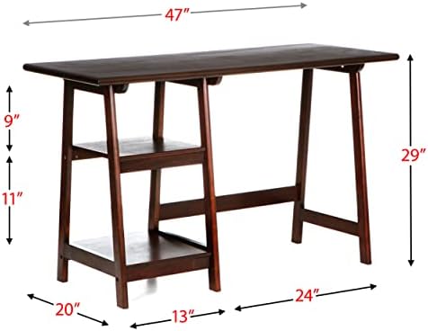 SEI Furniture Langston Spacious A Frame 2 Fixed Shelves Desk, Espresso (Model: HO9246)