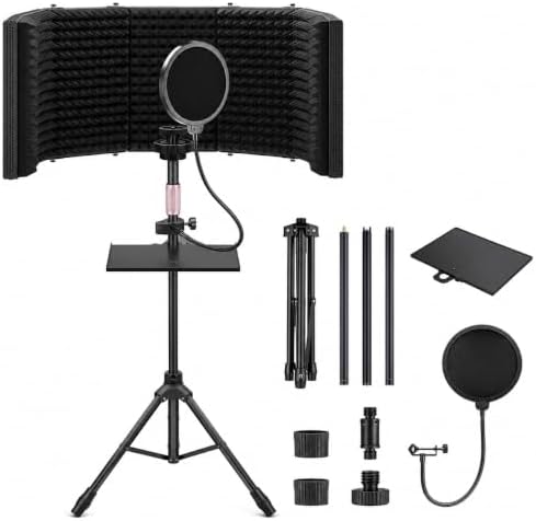 6-Panel Microphone Isolation Shield with Adjustable Stand