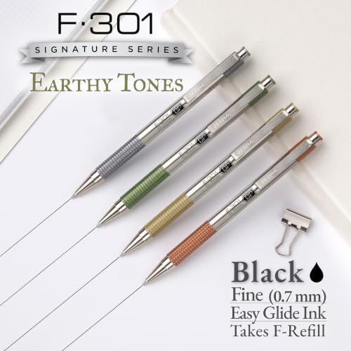 Zebra Pen F-301 Signature Series Ballpoint Pen, Black, 0.7mm, 4-Pk (27214)
