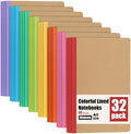 32 Pack Kraft Lined Notebook A5 Composition Notebook Bulk for School Office