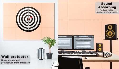 Felt Wall Tiles Bulletin Board Large Cork Board Alternative 12 Pack 11.81”x11.81”x0.47” Felt Pin Board Tack Board with Safe Removable Adhesive Tabs for Home Office School 48x36(Light Pink)