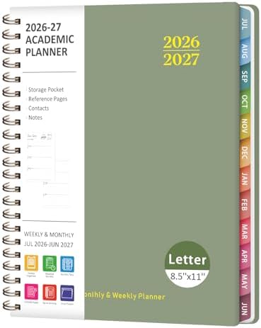 Planner 2026-2027, Weekly and Monthly Academic Planner, July 2026 - June 2027, Hardcover Calendar Agenda Book for School Year Planning, School Supplies for Teacher and Student, Letter Size(8.5'' x 11'')