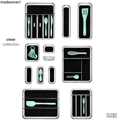 madesmart Clear 4 Compartment Drawer Organizer, Carbon