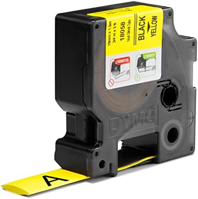 DYMO Rhino Industrial Heat-Shrink Cable Label Tubes 19 mm x 1.5 m Black Print on Yellow for Rhino Label Makers