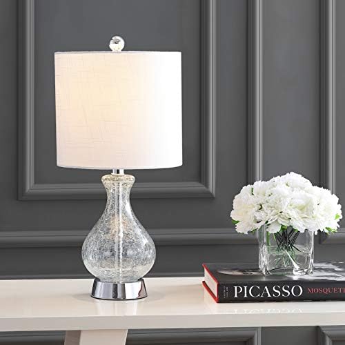 JONATHAN Y Playa Table Lamp 21" Crackled Glass and Metal, Chrome