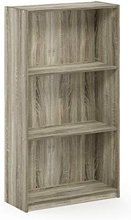 Furinno Basic 3-Tier Book Shelf with Open Shelves, Sonoma Oak