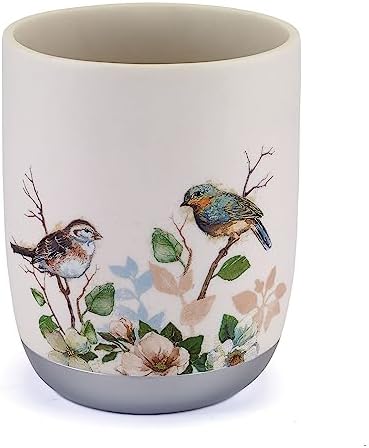 Avanti Linens - Waste Basket, Decorative Trash Can, Nature Design Bathroom Decor (Love Nest Collection)