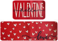 Valentine's Day Heart-Shaped Kitchen Carpet and mat Set, Two-Piece Kitchen Home Decoration, Happy Home Decoration on The Floor - Approximately 16x28 and 16 * 48Inch Dark red